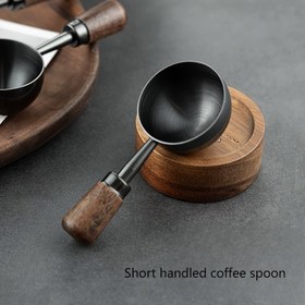 Resim Kahve ve Çay Karıştırma için Mükemmel Tatil Hediyeleri, Kahve Bar Aksesuarları için Perfect Walnut Saplı, Dayanıklı, Kahve Ölçü Kaşığı, Elegant Paslanmaz Çelik 