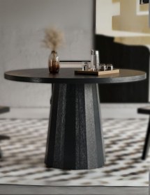Resim Odessa İskandinav Doğal Ahşap Mutfak Masası 110x110 - Siyah 