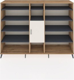 Resim Hyperion Dolap 12 Raflı Tek Kapaklı 220x44x163 Çam-aytaşı/antras Çam-aytaşı/antrasit 