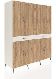 Resim Kronos Gardrop 10 Raflı 2 Çekmeceli 8 Kapaklı 176x59x221 Aytaşı-çam/aytaşı Çam/aytaşı 