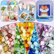 Resim 200 adet Mozaik Cam Karolar, El Yapımı DIY Sanat Malzemeleri, Yaratıcı Sanat için, Boyama ve Takı Yapımı 8 farklı renk kombinasyonu 