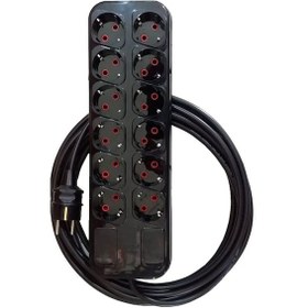 Resim Fetih Siyah 12'li Çoklu Grup Priz 3 Metre Kablolu 