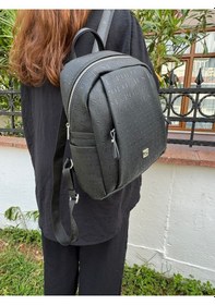 Resim Just Polo Kadın Siyah 9 Gözlü Büyük Boy Sırt Çantası 