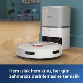 Resim Islak ve Kuru Temizlik Robotu Otomatik Boşaltma Istasyonu Homerun 3000 Serisi Robot Süpürge - Luciole Lambader Hediyesiyle 