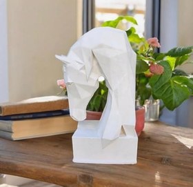 Resim Dekoratif Kitap Tutucu Kübit At Figürlü Biblo Beyaz 