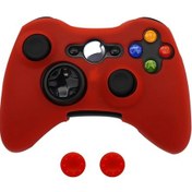 Resim Kırmızı-silikon Koruyucu Kılıf Xbox 360 Gamepad İçin Kauçuk Kabuk Cilt Xbox 360 Denetleyicisi + 2 Başparmak Sapları Caps 