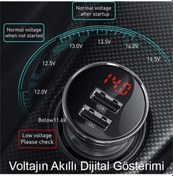 Resim Tongxida Dijital Ekranlı 24w 4.8a Çift Usb Hızlı Araba Şarjı Gri 
