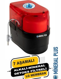 Resim Su Arıtma Cihazı 7 Aşamalı – Alkali – Mineral Detoks Filtreli – LC Membran Kırmızı Siyah 