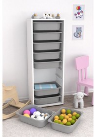 Resim Pratico Zola 9 Sepetli Çok Amaçlı Oyuncak Dolabı Gri 