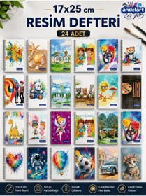 Resim andelart Resim Defteri Spiralli Karton Kapak 15 Yp 17x25 24 Adet 