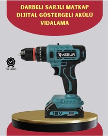 Resim Techmrt 18 Parça Dijital Matkap Seti Çift Bataryalı 