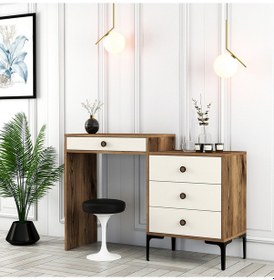 Resim Lizbon Makyaj Masası - Ceviz / Krem 