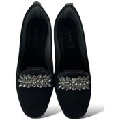 Resim Kadın Taşlı Tokalı Süet Babet Siyah - Füme-siyah - Füme Siyah - Füme 