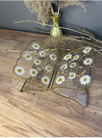 Resim Sultan Tasarım Masa Üstü Özel Tasarım Gerçek Kurutulmuş Papatyalı Altın Varaklı Epoksi Kuranı Kerim Rahlesi 