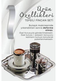 Resim Grimorlife 2 Kişilik Tepsili Gümüş Porselen Fincan Seti Damat Kahvesi-söz Nişan Türk Kahvesi Kahve Fincanı Gümüş 