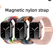 Resim Apple Watch için Hafif Tasarım, Renkli Manyetik Naylon Solo Döngü Kayışı - Yumuşak, Esnek & Ayarlanabilir Bant Güvenli Toka Kapatma ile - Seriler 1-10, SE, Ultra - Boyutlar 38mm'den 49mm'ye - Erkek ve Kadınlar için Dayanıklı, Nefes Alabilen Bileklik, Apple Watch Kayışı 