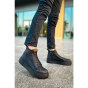 Resim Shoecide SHO167 Bağcıklı Yüksek Taban Gst Blazer Erkek Spor Bot Sıyah/sıyah 