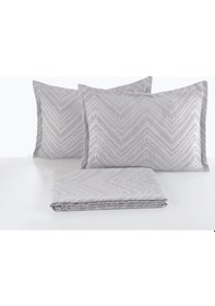 Resim Elart Petra Keten Görünümlü Yatak Örtüsü Seti 3 Parça Çift Kişilik Gri 