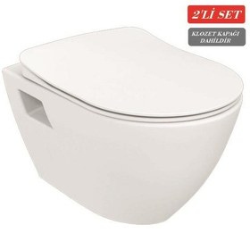 Resim Creavit Terra Rim-off Kanalsız Asma Klozet Tp329.00 + Duck Tp Yavaş Kapanan Kapak 2'li Set Beyaz 