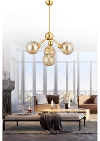 Resim İstanbul Avize Larin 4'lü Gold Sarı Glop Camlı Avize 