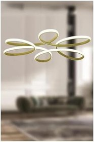 Resim Lambadar Papatya Model Sarkıt Modern Led Beyaz Işık Ultra Power Led Avize Salon Mutfak Oda Hol Ledli Avize Gold Tek Ebat 45 X 45 0008-Papatya-Gold-Sarkit 