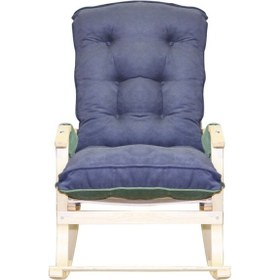 Resim Zuesse Dizayn Mosso Çift Minderli Ahşap Sallanan Sandalye Tv Baba Koltuğu Dinlenme Koltuğu Yeşil - Füme 