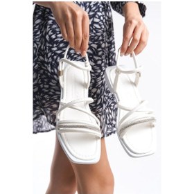 Resim Mia026-1511 Günlük Kadın Beyaz Tatil Sandaleti 001 