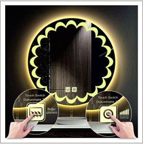 Resim GLOBAL LED MIRROR 90 Cm Günışığı Ledli Tasarım Kumlamalı Dokunmatik Tuşlu Buğu Önleyicili Banyo Aynası Makyaj Aynası 