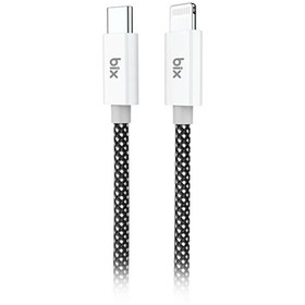 Resim Bix T3CL Type-C to Lightning iPhone 27W Örgülü Hızlı Şarj ve Data Kablosu 1 M Siyah 