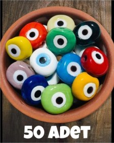 Resim 50 Adet Ekonomik Paket Danagöz Nazar Boncuğu Karışık Renk 