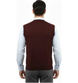 Resim Erkek Düğmeli Yelek Cepli Çelik Örgü Klasik Kalıp 5212l Bgl-st04845 Bordo 