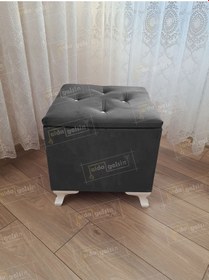 Resim Lüks Sandıklı Tabure Puf 45 X 45 Cm Antrasit 