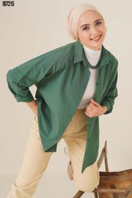 Resim 103901 Oversize Basic Tesettür Gömlek Zümrüt Yeşili 