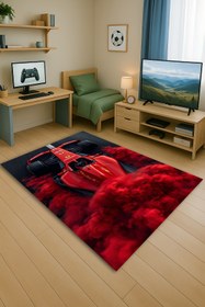 Resim Kessy Home Studio Spor Araba Desenli Genç Oda Halısı Dijital Baskı Salon Halısı Kaymaz Taban Makinede Yıkanabilir 8 
