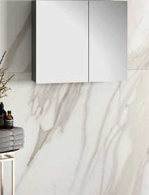 Resim ÖZCEDEN Çiğdem 80 cm Antrasit Gri Mat MDF Aynalı Asma Banyo Üst Dolabı 