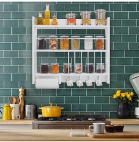 Resim Quickbuy Mutfak Baharatlık Rafı Dekoratif 3 Katlı Peçetelikli Raf 