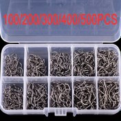 Resim 100/200/300/400/500 Adet Daire Balık Oltası Kancaları Seti, Paslanmaz Çelik Tek Telli Balıkçılık Aksesuarları 