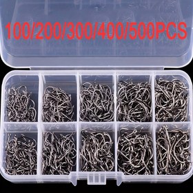 Resim 100/200/300/400/500 Adet Daire Balık Oltası Kancaları Seti, Paslanmaz Çelik Tek Telli Balıkçılık Aksesuarları 