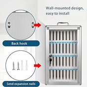 Resim 60 Yuvalı Kilitlenebilir Cep Telefonu Soyunma Kutusu - Okullar ve Sınıflar için Alüminyum Alaşımlı Cep Telefonu Yönetim Kabini - Duvara Monte Depolama Çözümü (Gümüş) 
