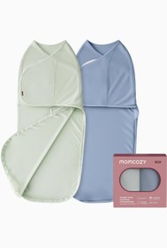 Resim Bebek Kundağı 0-3 Ay Bambu Viskon 2’li Set - Blue-Green 