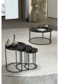 Resim Uslucan Alışveriş Orta Sehpa Tekli Ve 3'lü C Zigon Sehpa Kombin Set Bendir Çok Renkli 