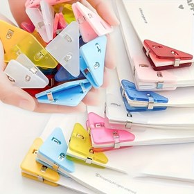 Resim 10 adet Çok Fonksiyonlu Ofis Üçgen Kitap Klipsi - Anti-roll Plastik Dosya Düzenleyici 