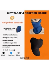 Resim Motosiklet Bisiklet Neopren Maske Çift Taraflı Siyah Ekstra Çevre Kumaş Siyah 