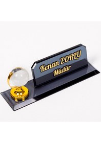 Resim Dünya Biblolu Kristal Masa İsimliği Ofis Masa Üstü İsimlik 
