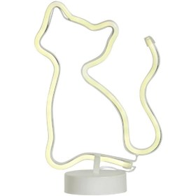 Resim hediyesahibi Neon Led Lamba Kedi Led Işıklı Lamba Pilli Masa Lambası 