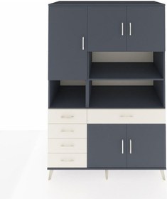 Resim Kronos Dolap 9 Raflı 5 Çekmeceli 5 Kapaklı 132x59x195 Antrasit-antrasit/aytaşı Antrasıt/aytası 