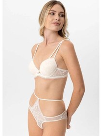 Resim Pierre Cardin Dantelli Soft Push Up Sütyen Takım Ekru 