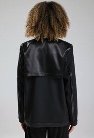 Resim tw3 Kadın Saten Detaylı Biyeli Tasarım Blazer Ceket 