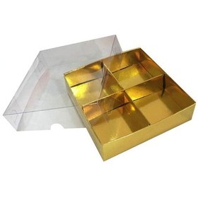 Resim Asetat Kapaklı Karton Kutu 12X12X3 Cm 4 Bölmeli Kutu 10 Adet G N11.5442 