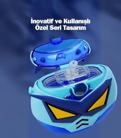 Resim Cocosmile 630ml Silikon Robot Tema Kılıflı Pipetli Askılı Tritan Çocuk Matarası (Koyu Yeşil) 